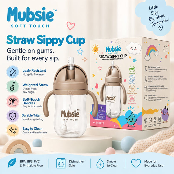 Mubsie Straw Sippy Cup – Leak-Proof Straw Training Cup