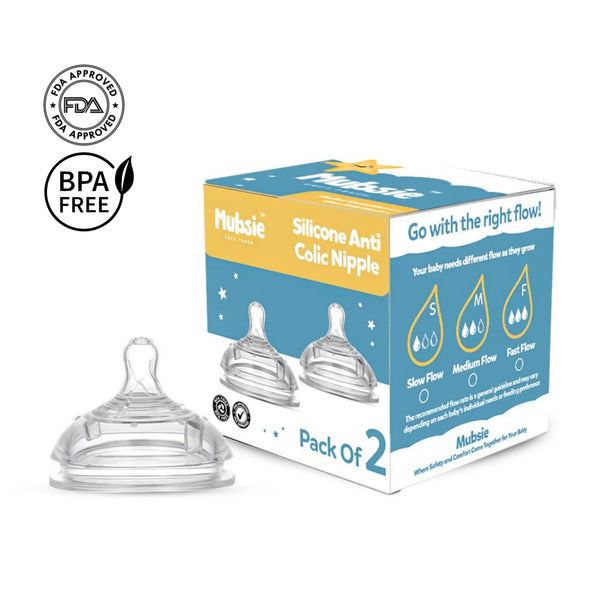 Anti-Colic Breast-Like Nipples (Slow Flow) – Pack of 2