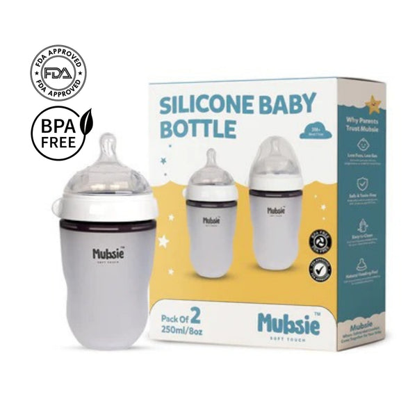 Mubsie Grow Silicone Baby Bottle Twin Pack – 250ml (2 Bottles)