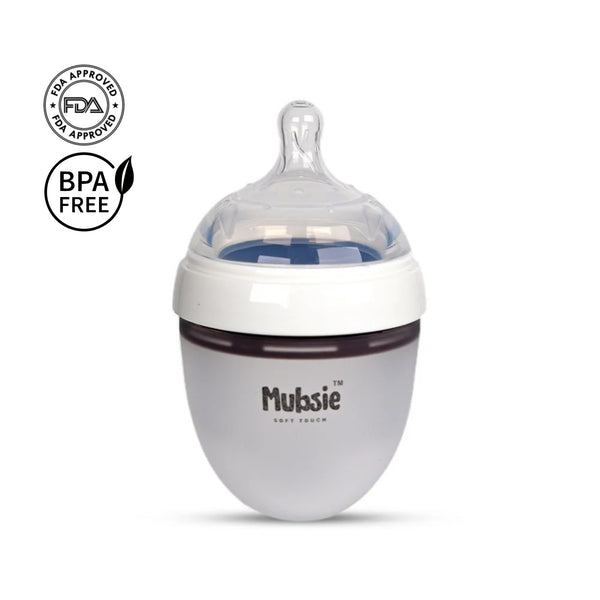 Mubsie™ Silicone Baby Feeding Bottle – BPA-Free, Anti-Colic & Easy to Use - 150ml (Slow flow)