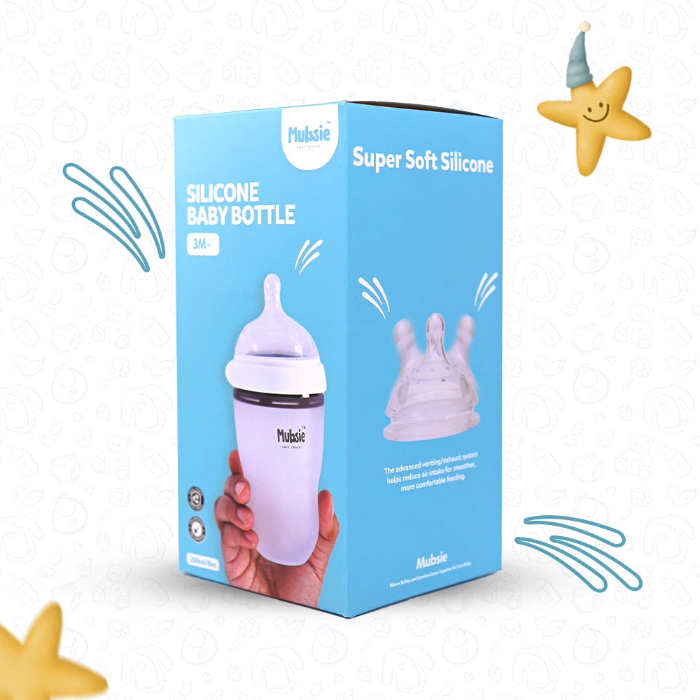 Mubsie™ Silicone Baby Feeding Bottle – BPA-Free, Anti-Colic & Easy to Use -250ml
