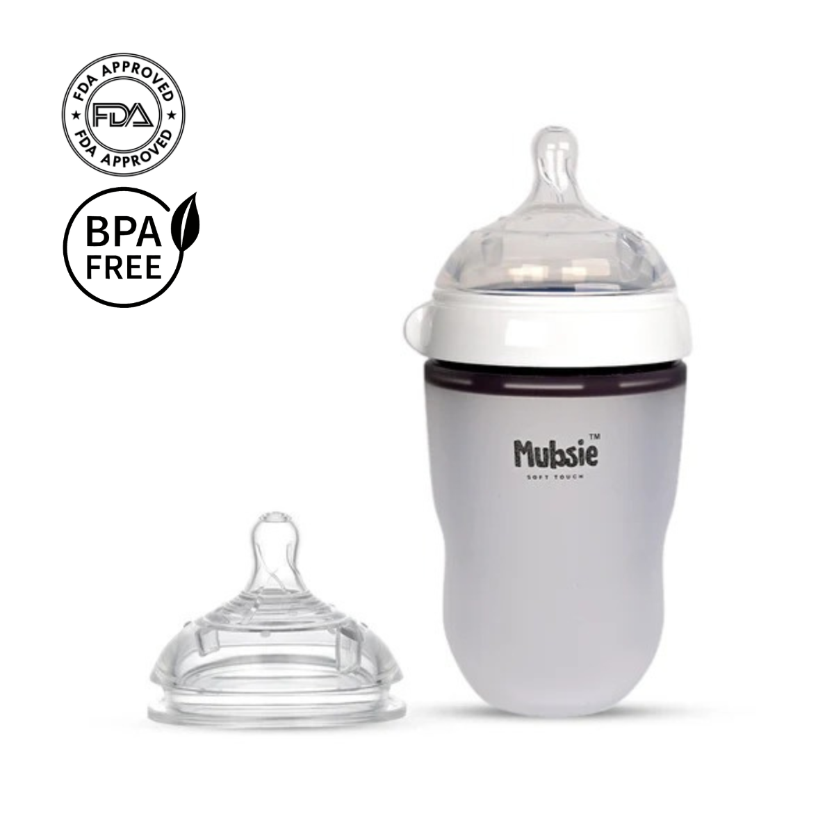 Mubsie Grow Bottle 250ml (Medium Flow) + Additional Medium Flow Nipple
