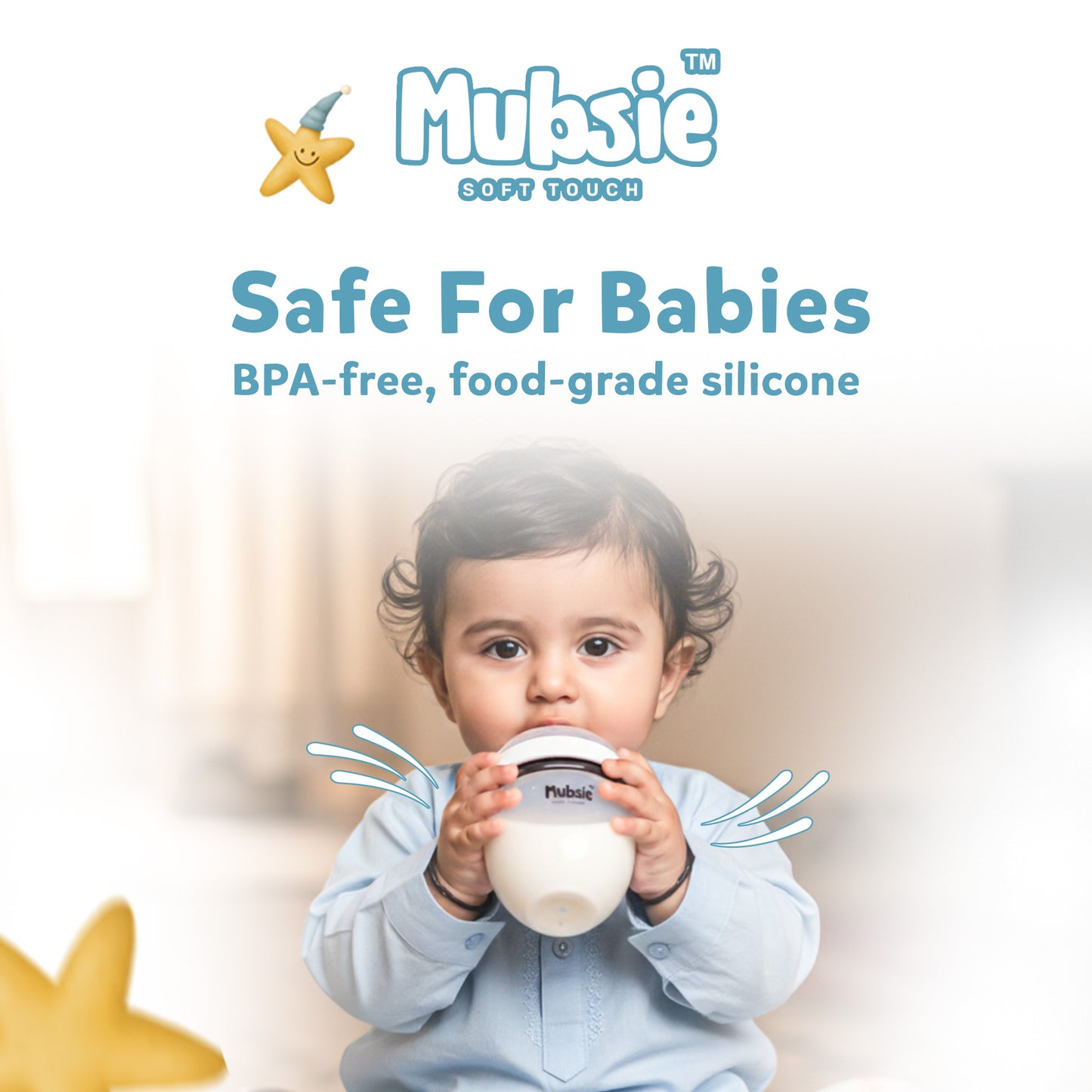 Mubsie™ Silicone Baby Feeding Bottle – BPA-Free, Anti-Colic & Easy to Use - 150ml