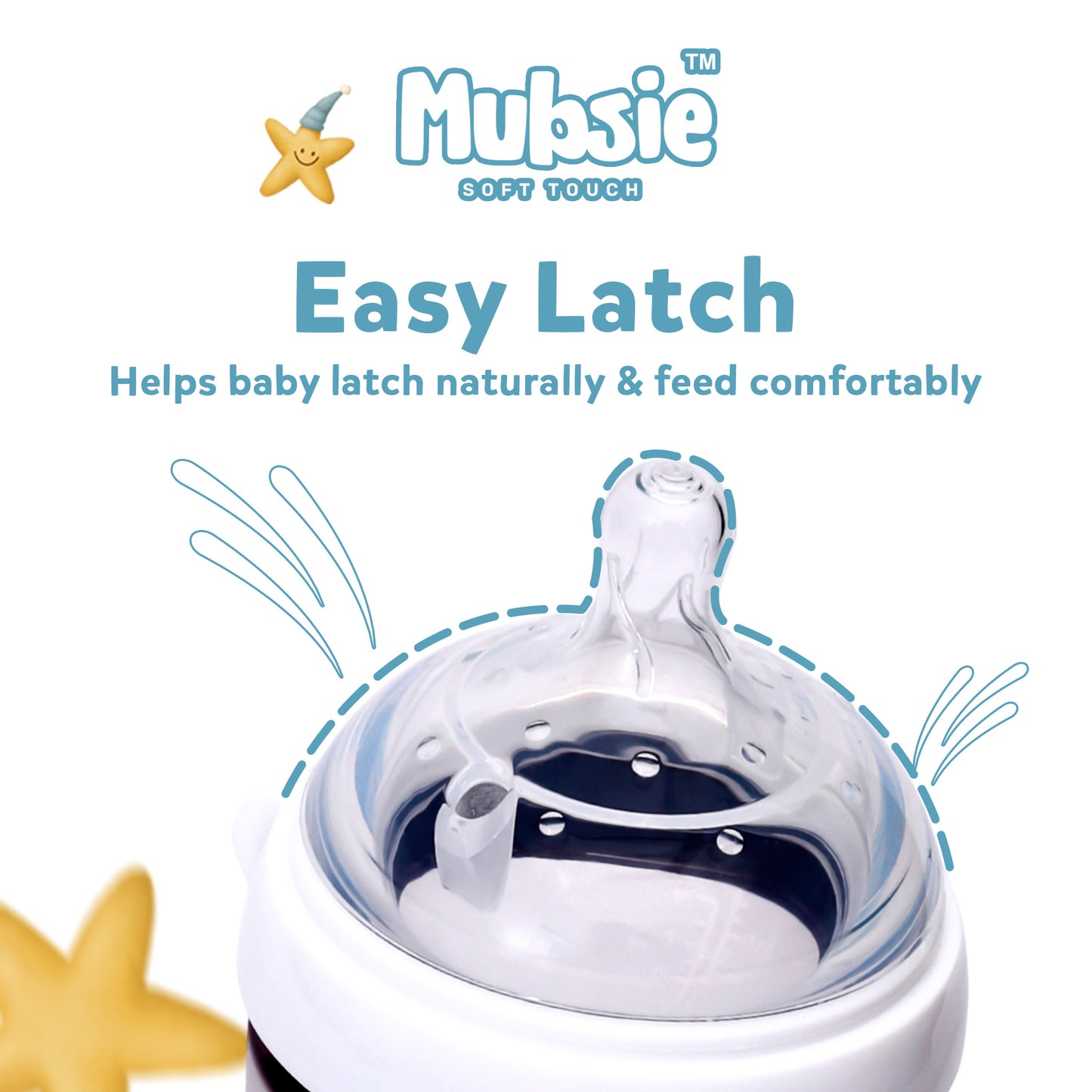 Mubsie™ Silicone Baby Feeding Bottle – BPA-Free, Anti-Colic & Easy to Use -250ml