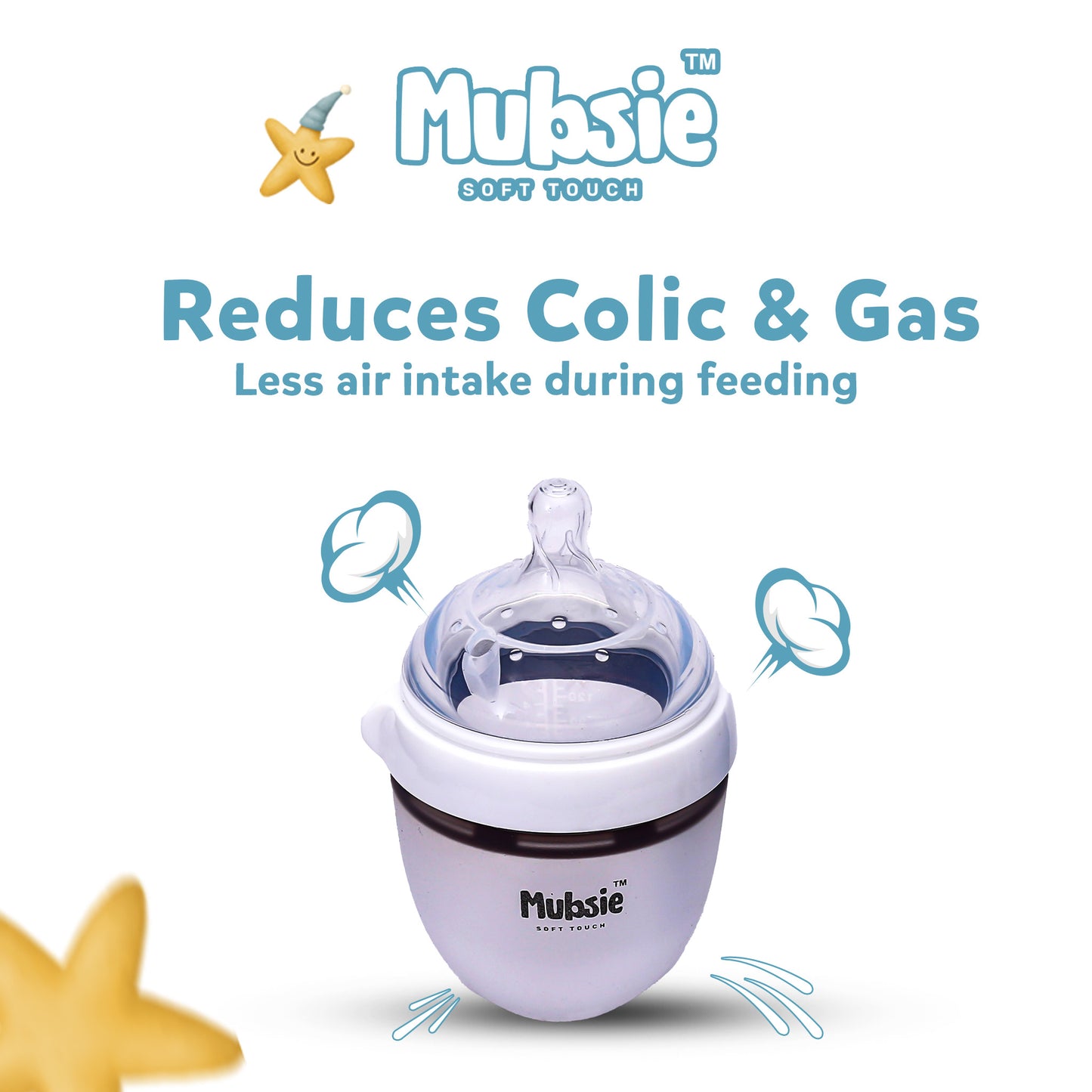 Mubsie™ Silicone Baby Feeding Bottle – BPA-Free, Anti-Colic & Easy to Use - 150ml