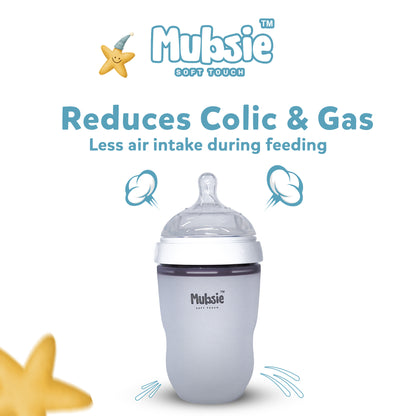 Mubsie™ Silicone Baby Feeding Bottle – BPA-Free, Anti-Colic & Easy to Use -250ml