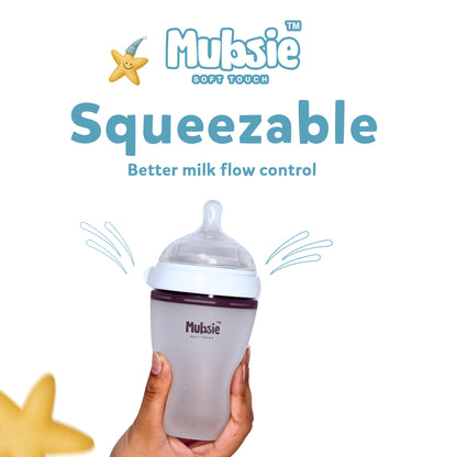 Mubsie™ Silicone Baby Feeding Bottle – BPA-Free, Anti-Colic & Easy to Use -250ml
