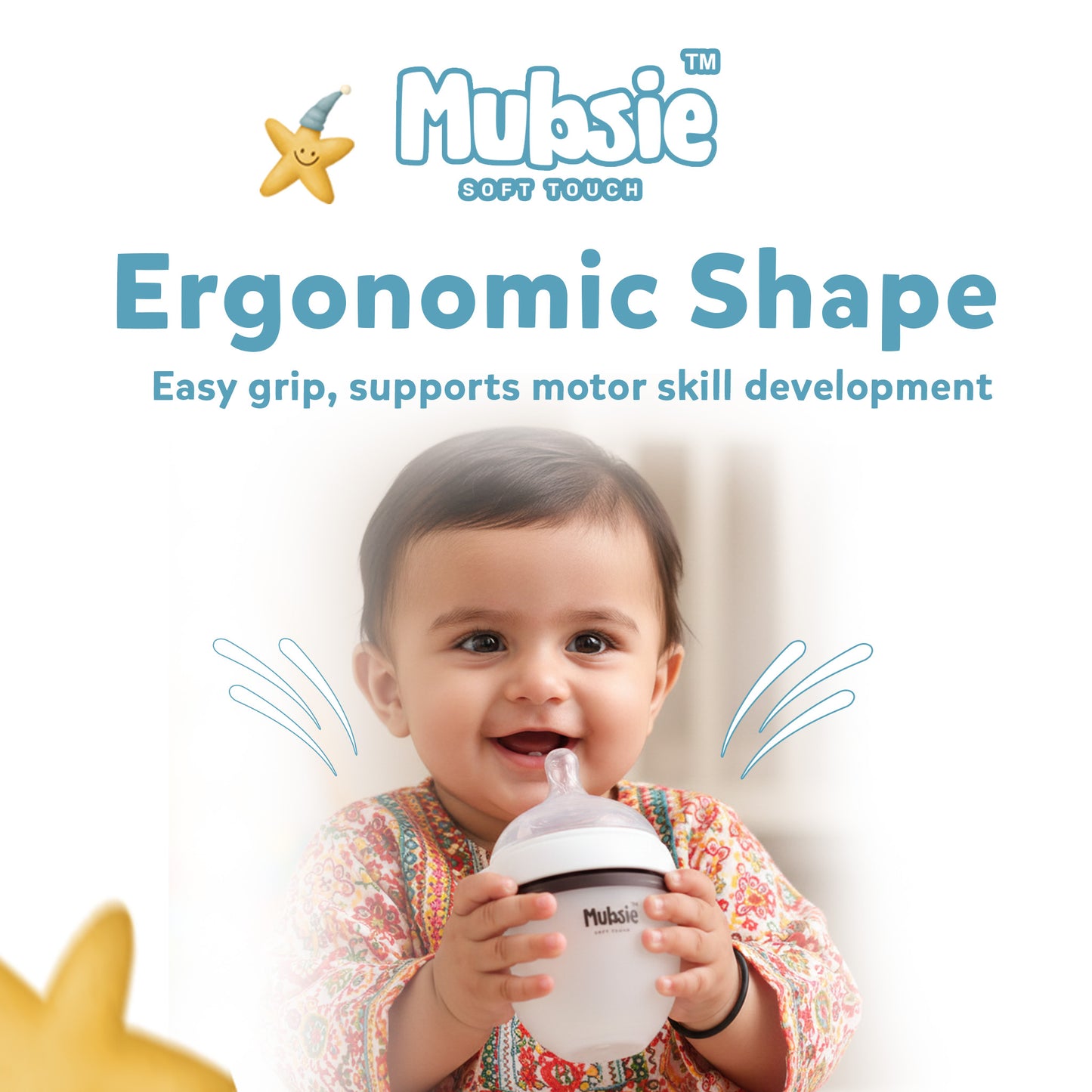 Mubsie™ Silicone Baby Feeding Bottle – BPA-Free, Anti-Colic & Easy to Use - 150ml