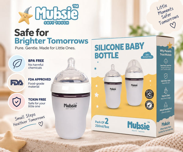Mubsie Grow Silicone Baby Bottle Twin Pack – 250ml (2 Bottles)
