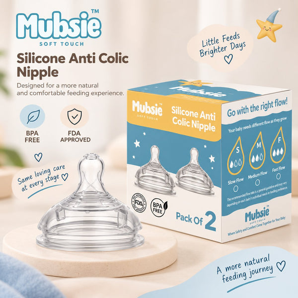 Mubsie Anti-Colic Breast-Like Nipples – Pack of 2