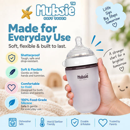 Mubsie Grow Silicone Baby Bottle Twin Pack – 250ml (2 Bottles)