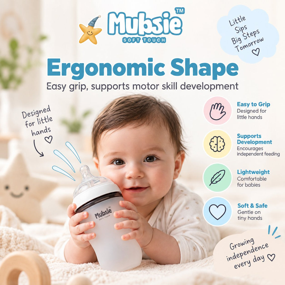 Mubsie Grow Silicone Baby Bottle Twin Pack – 250ml (2 Bottles)