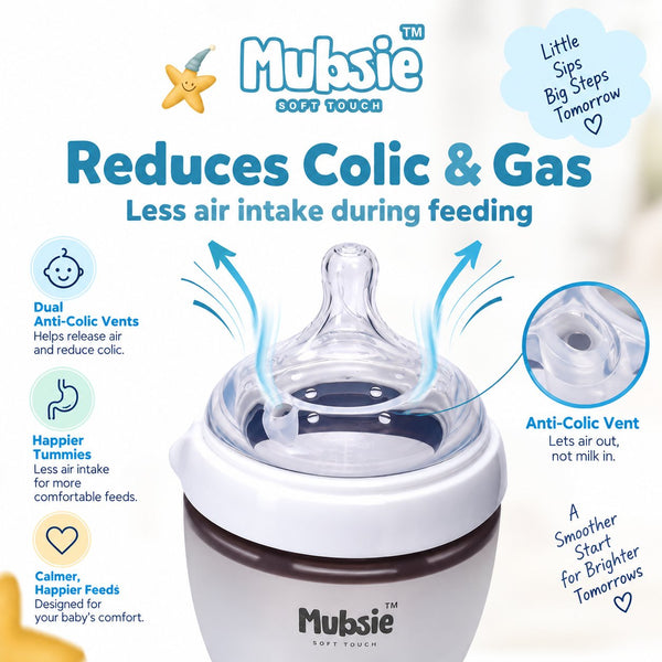 Mubsie™ Silicone Baby Feeding Bottle – BPA-Free, Anti-Colic & Easy to Use - 150ml (Slow flow) - Alternate View