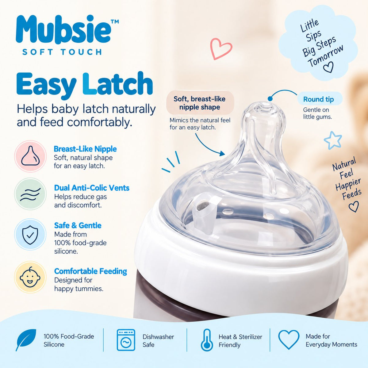 Mubsie Grow Silicone Baby Bottle Twin Pack – 250ml (2 Bottles)