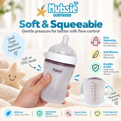 Mubsie Grow Silicone Baby Bottle Twin Pack – 250ml (2 Bottles)