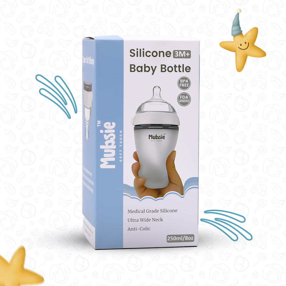 Mubsie™ Silicone Baby Feeding Bottle – BPA-Free, Anti-Colic & Easy to Use -250ml