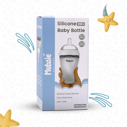 Mubsie™ Silicone Baby Feeding Bottle – BPA-Free, Anti-Colic & Easy to Use -250ml