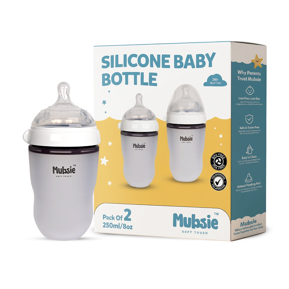 Mubsie Grow Silicone Baby Bottle Twin Pack – 250ml (2 Bottles)