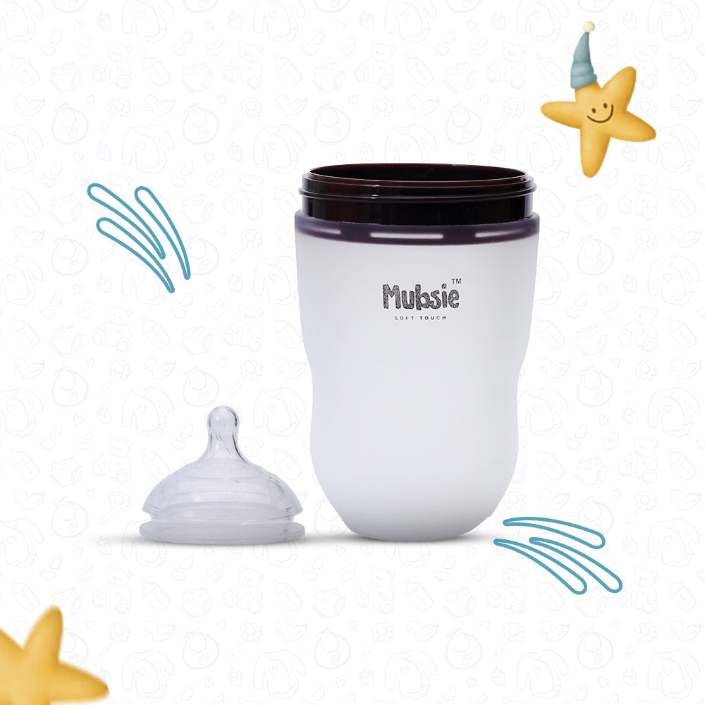 Mubsie™ Silicone Baby Feeding Bottle – BPA-Free, Anti-Colic & Easy to Use -250ml